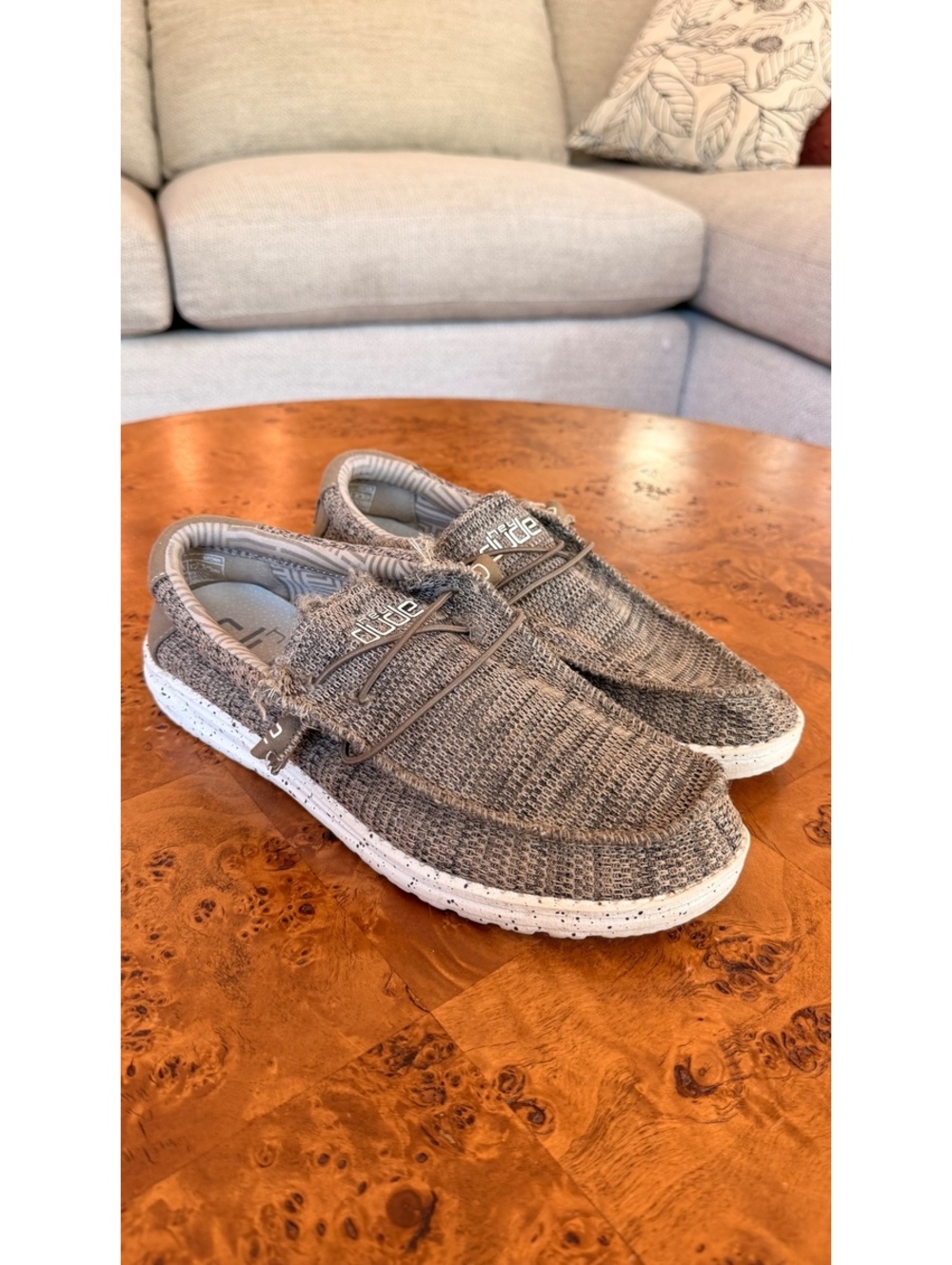 Hey Dude Men’s Wally Sox Knit Casual Slip-On Shoes in Gray - 8